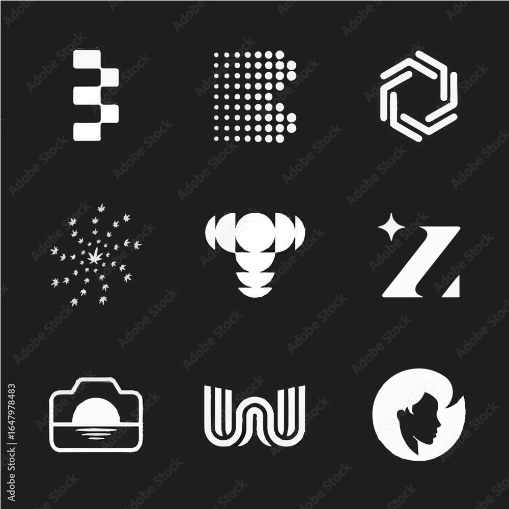 Aufkleber modern abstract icons collection for branding and design projects.