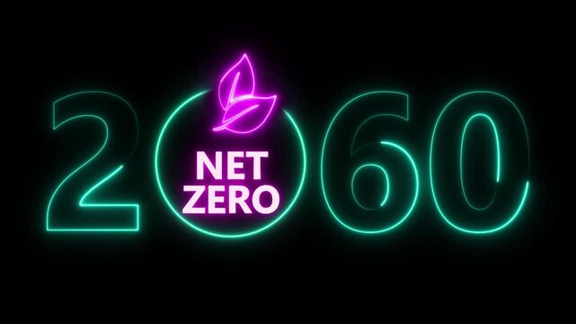 Net zero and eco friendly symbol stamp and stamping impact isolated animation. Co2 neutral, ecology, environment, carbon emissions reduction by 2060 year change and green energy 3D rendered concept.