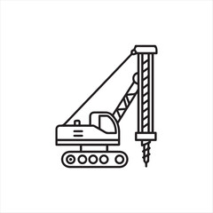 Naklejka premium Illustration of a Pile Driver Rig Construction Machine for Building and Infrastructure Projects, Heavy Equipment and Foundation Installation