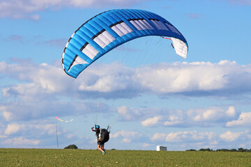 Paraglider ground handling in a field