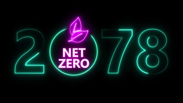 Net zero and eco friendly symbol stamp and stamping impact isolated animation. Co2 neutral, ecology, environment, carbon emissions reduction by 2078 year change and green energy 3D rendered concept.