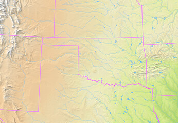Map of the State Oklahoma in the United States. No labels