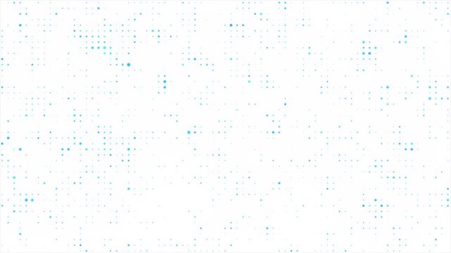 Abstract white background of random blue dots forming a grid pattern. Digital technology concept, big data, information technologies. Minimalist presentation background for corporate business. 4k loop - Powered by Adobe