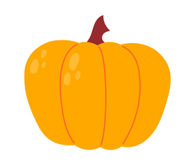 Pumpkin icon. Autumn cozy design, Fall theme, Halloween, Thanksgiving sticker. Flat Vector illustration isolated on white background 
