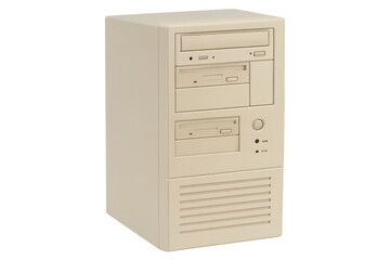 Beige desktop computer with transparent background rotating