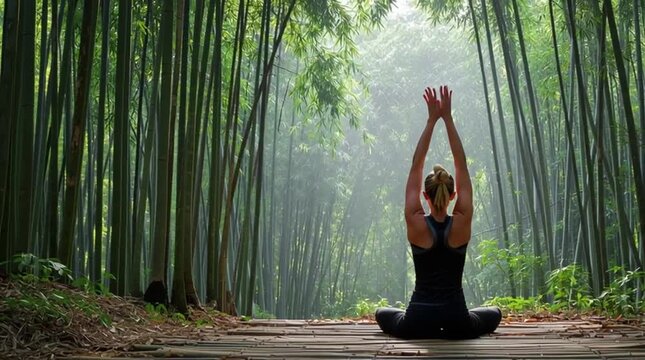woman practicing seated meditation, AI generated video