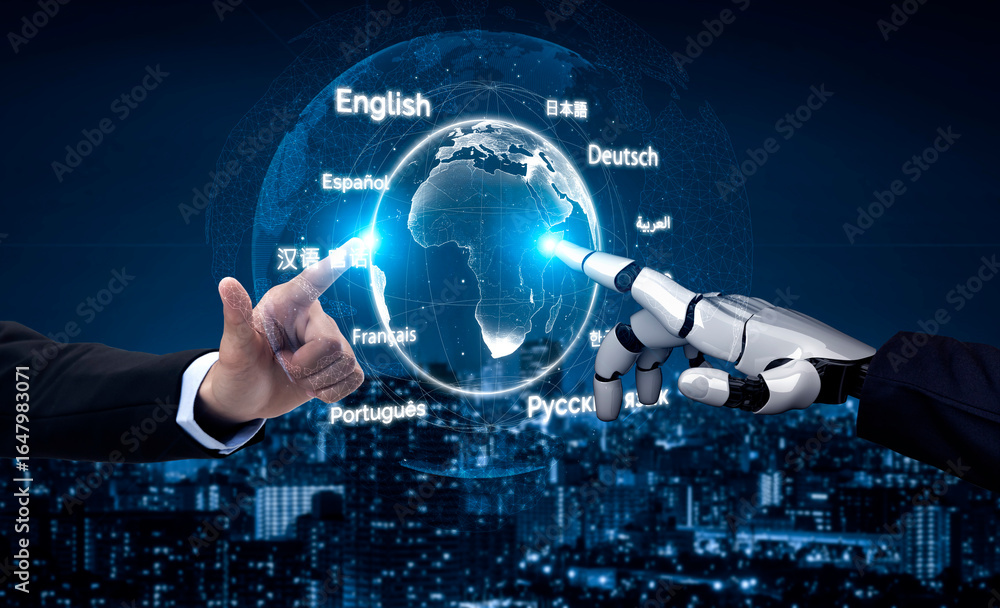 Aufkleber ai artificial intelligence bridges global language communication with multilingual virtual assistant
