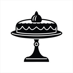 Cake Stand with Dessert Silhouette Vector Illustration