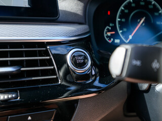 Push-to-Start Engine Button in Car Interior