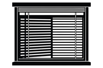 Black and White Window with Venetian Blinds Drawing for Interior Design
