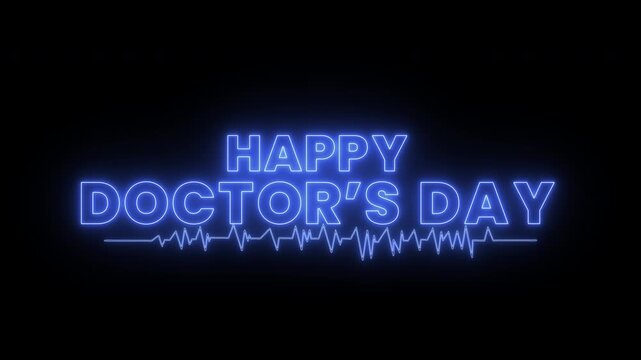 happy doctor's day with neon line animation. international doctors day