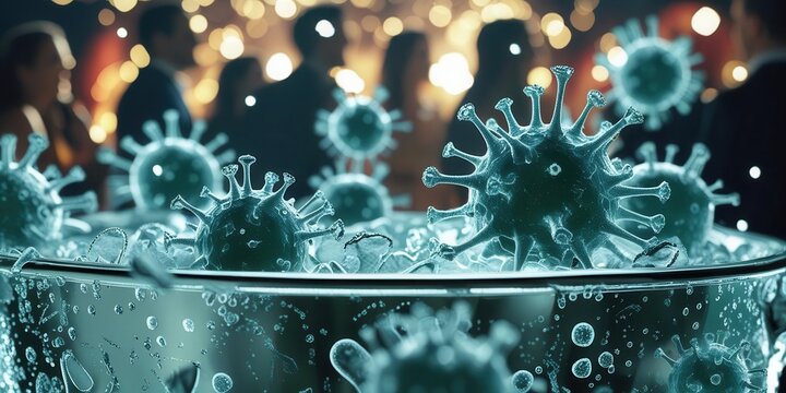 Covid-19 virus visualization digital art science laboratory close-up infectious disease awareness