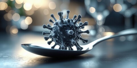 Exploring virus transmission through everyday objects laboratory scientific visualization indoor close-up public health awareness