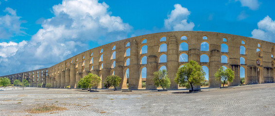 THe impressive medieval Amoreira Aqueduct (Aqueduto da Amoreira) built to bring water into the fortified city of Elvas, Alentejo, Portugal