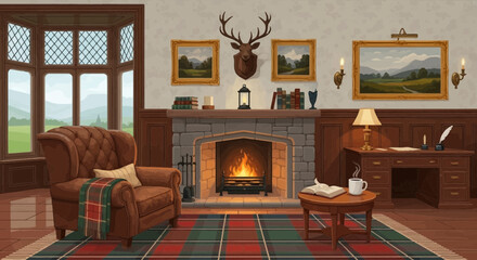 living room with fireplace