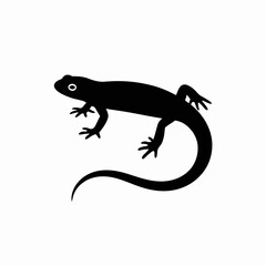 Obraz premium Black Silhouette of a Salamander on White Background