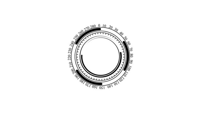 Futuristic round target animation for video overlay. display monitor for modern video effects and high technology,on a white background 4k video animation .
