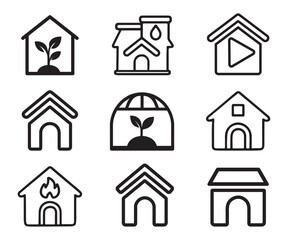 Set of house black silhouette vector on white background. set of house icons vector