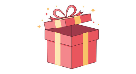 Open Gift Box with Ribbon and Sparkles for Celebrations and Special Occasions