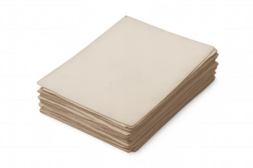 Stack of blank vintage papers isolated on transparent background, offering copy space and design possibilities