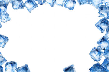 Abstract frame of blue ice cubes, png, transparent