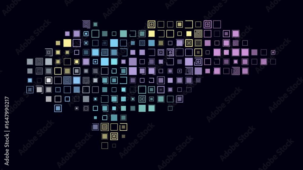 Poster honduras map animation. shape of the country with pulsating colored dots. large size square blocks. 