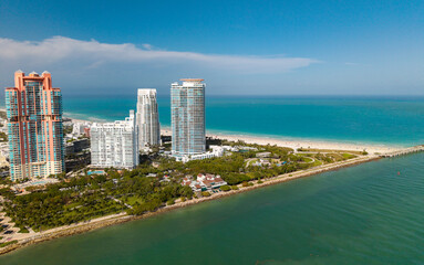 Top view of South Miami Beach. Miami Beach skyline with skyscrapers.