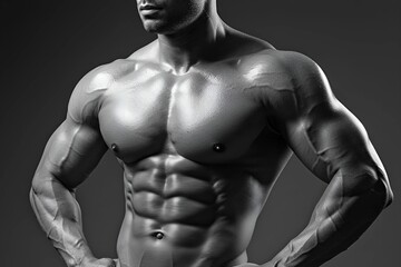 Fototapeta premium Muscular Man's Torso: A Close-Up of a Ripped Physique