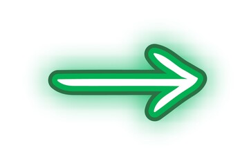 Neon light arrow, green arrow icon