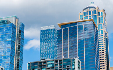 Skyscraper cityscape. Modern city downtown. Business city. Cityscape of skyscraper building in...