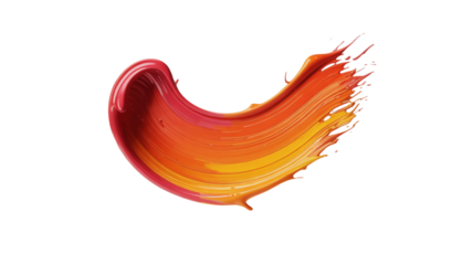 Vibrant Orange and Pink Paint Swirl Brush Stroke on White Background graphic design isolated on a transparent background