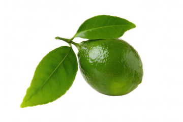 Lime with leaf isolated on a white background, png, transparent