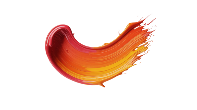 Vibrant Orange and Pink Paint Swirl Brush Stroke on White Background graphic design isolated on a transparent background