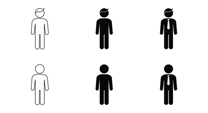 Simple Stick Figure Icons Showing Stages of Dress and Professionalism