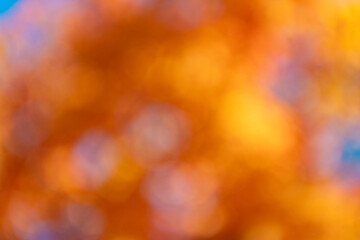 Defocused blur fall color. Autumnal season. Orange color. Blurred autumn background. Defocused fall...