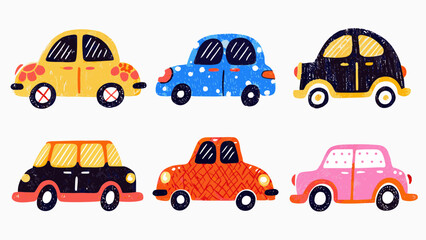 Fototapeta premium Colorful vintage cars in various colors. 