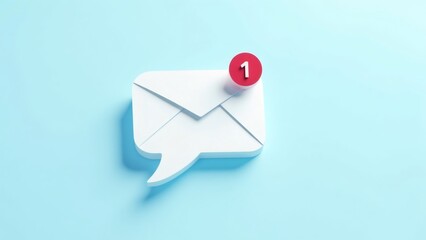 Incoming Message Notification: Email Icon with Unread Count on a Light Blue Background