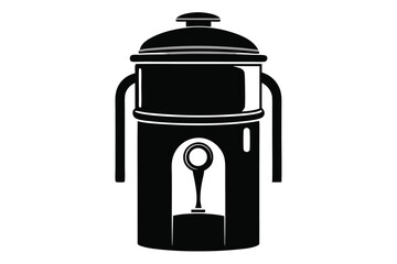 Black and White Silhouette Image of Traditional Turkish Coffee Pot With Keyhole Design