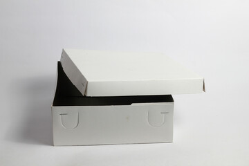 open food box without filling isolated on white background
