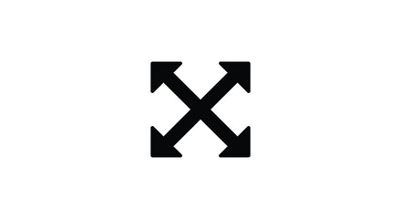 Black Crossed Arrows Icon on White Background for Graphic Design and Direction