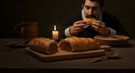 A fast food item in a historical setting