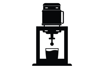 Black Silhouette of a Gravity Water Filter Dispensing into a Glass