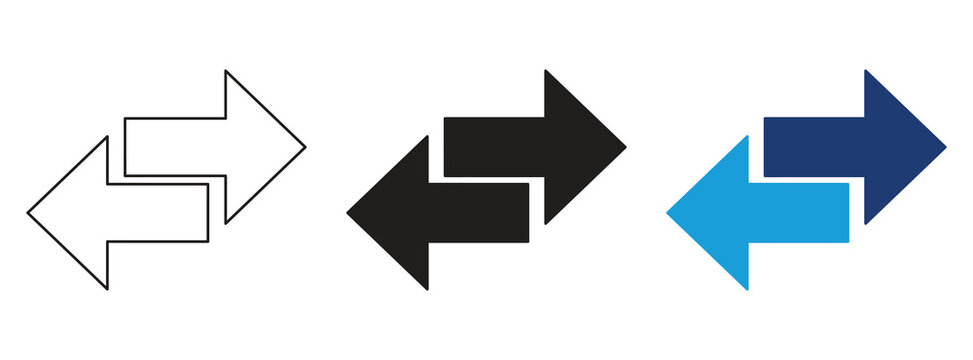 Double arrow icons in four direction set , vector illustration .