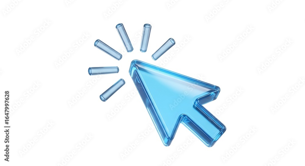 Poster blue cursor isolated on white background is a common symbol for selecting and interacting with digit