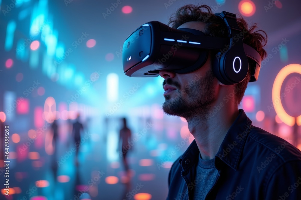 Poster capturing the moment: immersed in virtual reality - a snapshot of a person in a different world