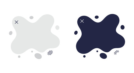 Two Abstract Blob Shapes in Light Gray and Dark Blue