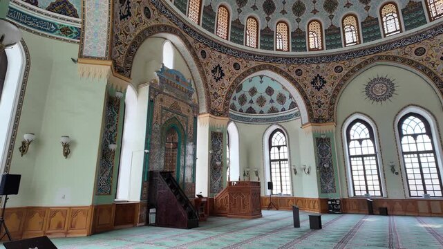 A view of the Taze Pir Mosque in Baku, Azerbaijan. This mosque is one of the city's largest.