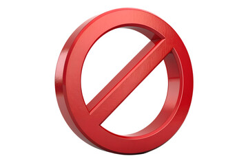 Red prohibition sign isolated on transparent background