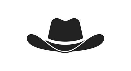 Classic Black Cowboy Hat Silhouette Icon Illustration
