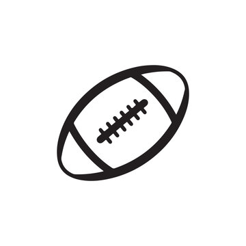 White rugby ball with stripes line art vector icon for sports apps and websites

